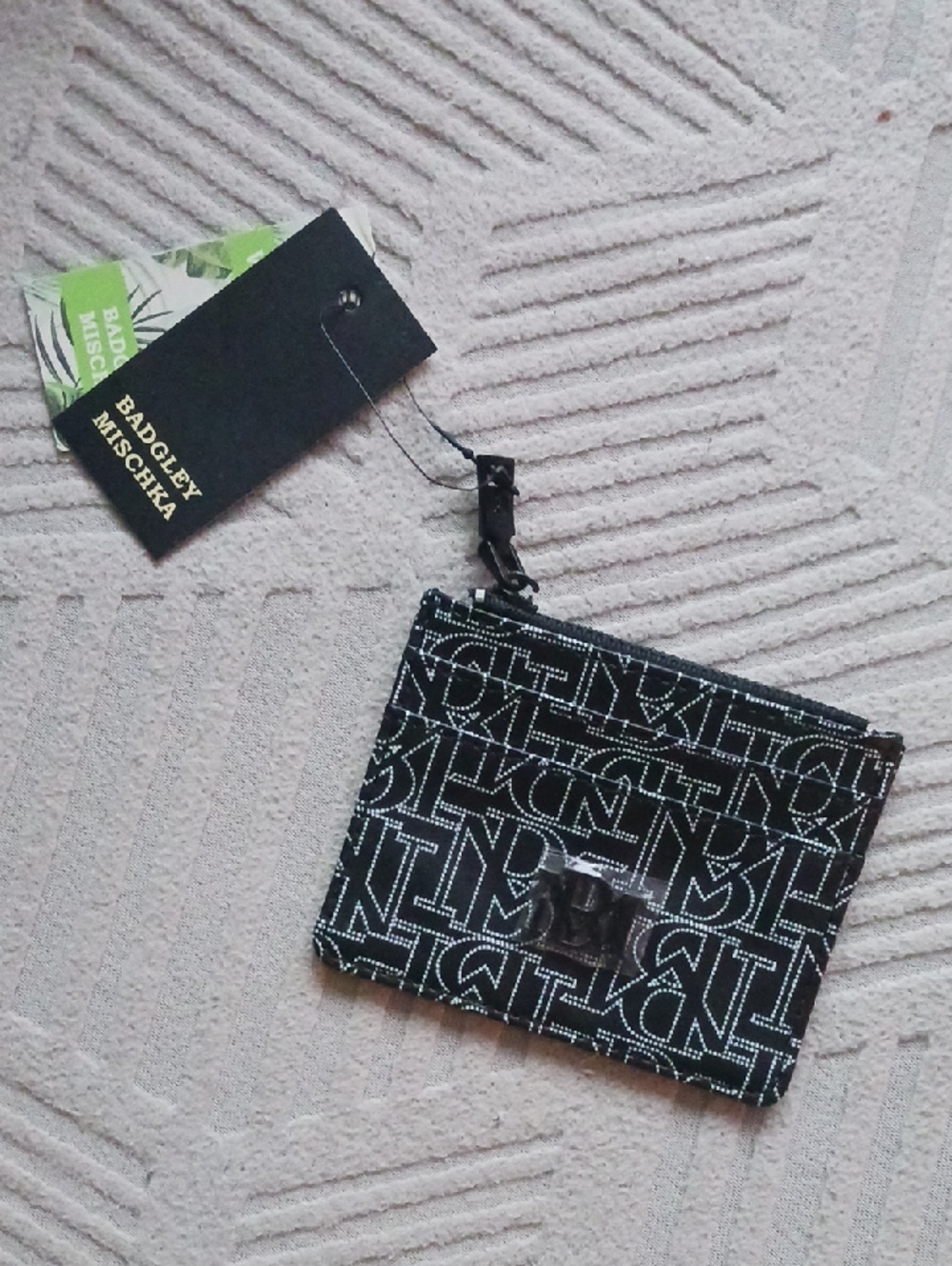 Badgley Mischka Black and White Logo Card Wallet